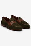 Shop_Bridlen_Green Penny Suede Loafers _at_Aza_Fashions