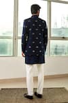 Shop_Tisa - Men_Blue Viscose Polyester Embroidered Bandhgala And Kurta Set _at_Aza_Fashions