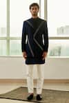 Buy_Tisa - Men_Blue Viscose Polyester Embellished Bandhgala Set _at_Aza_Fashions