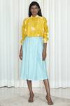 Shiori_Blue Chanderi Overlap Skirt_Online_at_Aza_Fashions