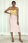 Buy_Shiori_Yellow Silk Organza Sweetheart Neck Crop Top _at_Aza_Fashions