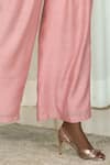 Shiori_Peach Slub Chanderi Pleated Pants _Online_at_Aza_Fashions