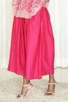 Shop_Shiori_Pink Cotton Silk Pleated Flared Culottes_at_Aza_Fashions
