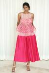 Buy_Shiori_Pink Cotton Silk Pleated Flared Culottes_Online_at_Aza_Fashions