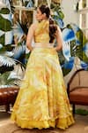 Shop_Nikita Vishakha_Yellow Organza Plain Sweetheart Neck Ombre Gown With Cape _at_Aza_Fashions