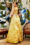 Nikita Vishakha_Yellow Organza Plain Sweetheart Neck Ombre Gown With Cape _Online_at_Aza_Fashions