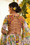 Shop_Baise Gaba_Purple Chiffon Printed Floral Motifs U Neck Nargis Back Tie-up Blouse _Online_at_Aza_Fashions