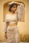 Buy_Baise Gaba_Peach Tarang Chiffon Crop Top And Skirt Set_Online_at_Aza_Fashions