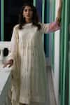 Buy_Begum_White Kurta And Dupatta Chanderi Round & Pant Set  _at_Aza_Fashions