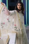 Begum_White Kurta And Dupatta Chanderi Round & Pant Set  _Online_at_Aza_Fashions