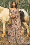 Buy_Baise Gaba_Grey Saree Chiffon Floral Motifs Sundown Ruffle_Online_at_Aza_Fashions