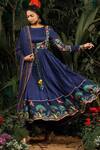 Baise Gaba_Blue Modal Satin Printed Floral Round Anarkali Set _Online_at_Aza_Fashions