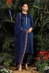 Buy_Baise Gaba_Blue Modal Satin Printed Polka Dot Round Kurta Set _at_Aza_Fashions