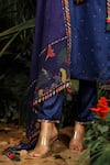 Baise Gaba_Blue Modal Satin Printed Polka Dot Round Kurta Set _at_Aza_Fashions