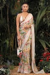 Buy_Baise Gaba_White Saree: Chiffon; Blouse Fabric: Modal Satin Printed Floral For Women_at_Aza_Fashions