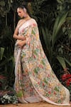 Buy_Baise Gaba_White Saree: Chiffon; Blouse Fabric: Modal Satin Printed Floral For Women_Online_at_Aza_Fashions