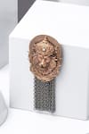 Shop_Cosa Nostraa_Gold Lion King Chain Tassel Brooch _at_Aza_Fashions