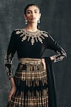 Bhumika Sharma_Black Georgette Round Printed Anarkali With Dupatta _Online_at_Aza_Fashions