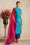 Bhusattva_Blue Kurta Organic Silk Round Set  _Online_at_Aza_Fashions