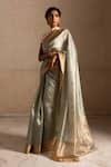 Shop_Priyanka Raajiv_Green Silk Chanderi Woven Thread Saree _at_Aza_Fashions