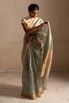 Priyanka Raajiv_Green Silk Chanderi Woven Thread Saree _Online_at_Aza_Fashions