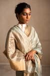 Buy_Priyanka Raajiv_Green Silk Chanderi Woven Thread Saree _Online_at_Aza_Fashions