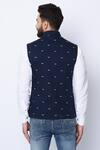 Shop_SPRING BREAK_Blue 100% Cotton Printed Nehru Jacket _at_Aza_Fashions