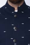 SPRING BREAK_Blue 100% Cotton Printed Nehru Jacket _at_Aza_Fashions