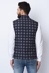 Shop_Spring Break_Black 100% Cotton Printed Nehru Jacket _at_Aza_Fashions