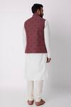 Shop_SPRING BREAK_Maroon Cotton Printed Bundi _at_Aza_Fashions
