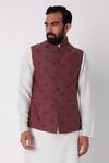 SPRING BREAK_Maroon Cotton Printed Bundi _Online_at_Aza_Fashions