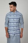 Spring Break_Blue Cotton Printed Bundi _Online_at_Aza_Fashions
