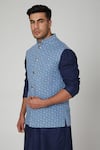 Spring Break_Blue Cotton Printed Bundi _Online_at_Aza_Fashions