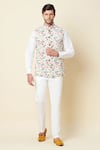 Buy_Spring Break_White Linen Printed Bundi _at_Aza_Fashions