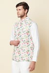 Shop_Spring Break_White Linen Printed Bundi _Online_at_Aza_Fashions