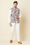 Buy_SPRING BREAK_White Linen Printed Bundi _at_Aza_Fashions