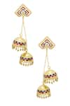 Buy_Belsi's_Blue Enamel And Beads Drop Long Jhumkis _at_Aza_Fashions