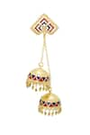 Shop_Belsi's_Blue Enamel And Beads Drop Long Jhumkis _at_Aza_Fashions