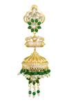 Shop_Belsi's_Gold Plated Bead Handcrafted Floral Jhumkas _at_Aza_Fashions