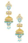 Buy_Belsi's_Gold Plated Bead Handcrafted Floral Jhumkas _at_Aza_Fashions