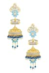 Buy_Belsi's_Gold Plated Bead Handcrafted Floral Jhumkas _at_Aza_Fashions