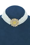 Shop_Belsi's_Yellow Stone And Pearls Embellished Choker Set _at_Aza_Fashions