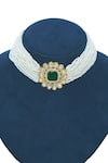 Shop_Belsi's_Green Stone And Pearls Embellished Choker Set _at_Aza_Fashions