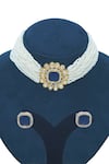 Buy_Belsi's_Blue Stone And Pearls Embellished Choker Set _at_Aza_Fashions