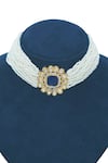 Shop_Belsi's_Blue Stone And Pearls Embellished Choker Set _at_Aza_Fashions