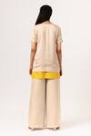 Shop_Neora By Nehal Chopra_Beige Sustainable Silk Round Color Block Panelled Top _at_Aza_Fashions