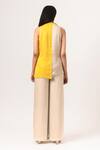 Shop_Neora By Nehal Chopra_Beige Sustainable Silk Band Collar High-low Hem Top _at_Aza_Fashions