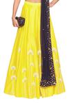 Salt And Spring_Yellow Net, Chanderi Floral Motifs Round Embroidered Lehenga Set _Online_at_Aza_Fashions