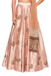 Salt And Spring_Pink Net, Dupion Cutdana, Sequins Scoop Neck Floral Embroidered Lehenga Set _Online_at_Aza_Fashions