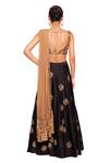 Shop_Salt And Spring_Black Net, Dupion Cutdana, Sequins Scoop Neck Floral Embroidered Lehenga Set _at_Aza_Fashions